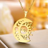 Collier en acier inoxydable avec pendentif en forme de croissant de lune de style religieux, cadeau de Noël et de Nouvel An pour enfants