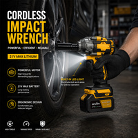 Llave de Impacto Inalámbrica de 21V sin Escobillas, 1/2 pulgada, Alto Torque, 3000 RPM, Juego de Destornillador de Impacto para Uso Automotriz