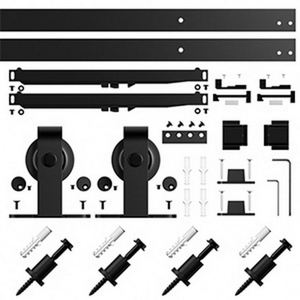 ประตูบานเลื่อนสไตล์ฝรั่งเศส กรอบสีดำ ทำจากเหล็กและกระจก พร้อมมุ้งไฟเบอร์กลาส และชุดอุปกรณ์สำหรับใช้ในห้องนอน - Product Image 2