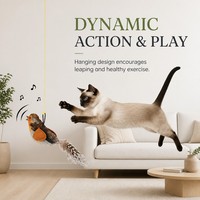 Realistisches zwitscherndes Vogel-Katzenspielzeug zum Aufhängen, interaktives Plüsch-Teaser-Spielzeug mit integriertem Zwitschermodul, stimuliert den Jagdinstinkt für den Innenbereich