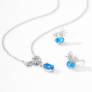 Collier personnalisable en argent sterling S925 avec pendentif ovale en zircon et étoile, version cuivre - Cadeau d'anniversaire pour femme - Product Image 4