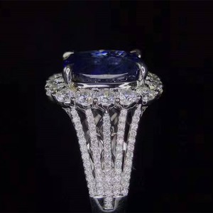 सऊदी अरब लक्जरी शादी के साथ रत्न गहने हीरा <span class=keywords><strong>18k</strong></span> सोने 9.61ct प्राकृतिक unheated रॉयल ब्लू नीलम की अंगूठी - Product Image 4