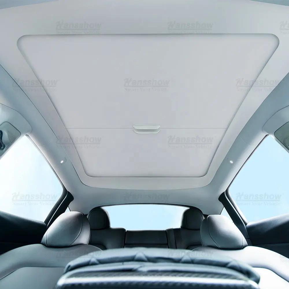 Hansshow modeli 3/Y Tesla araba aksesuarları için geri çekilebilir cam çatı rulo güneşlik güneş gölge 2017-2023