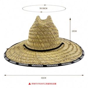 CXY-Wholesale Custom Promotional Unisex Sun Wide Brim Woven Uv Sun Fitted Fishing <b>Straw</b> Lifeguard <b>Hat</b> for Men With Custom logo - Product Image 3