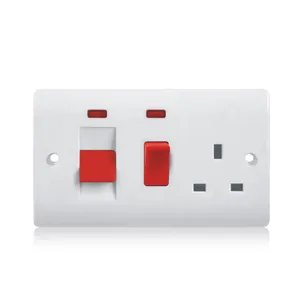 Interruptor de pared estándar BS, 45 amp, DP