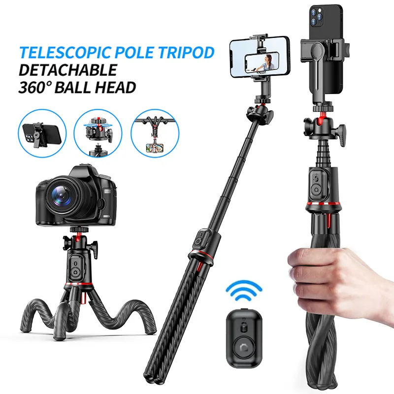 CYKE esnek taşınabilir seyahat kamera mini cep telefonu ahtapot Tripod telefon klip adaptörü ile selfie sopa uzaktan kumanda