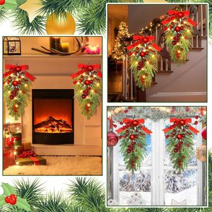 New Popular Christmas Garland Hanging Eco-friendly Artificial Wreath with Red Ball and <b>Pinecone</b> Decor for Holiday Home Decor - Product Image 4