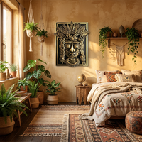Panneau en bronze ethnique en relief - Personnalisez votre espace avec des motifs indigènes artisanaux et un montage professionnel