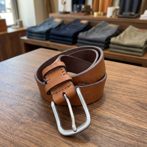 Ceinture de luxe carrée en acier avec boucle ardillon en cuir de vachette, longueur personnalisable, style vintage, pour homme, faite à la main, écologique, imperméable et durable - Product Image 1