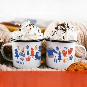 Tasse en émail noir de 8cm avec logo personnalisé Tasse en émail de qualité USA Cadeau d'affaires Tasse en émail en métal - Product Image 5