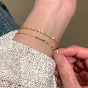 Pulsera exquisita para mujer Bowei S925, plateada con oro de 18K, diseño de doble capa apilado, correa con incrustaciones de diamantes. - Product Image 1
