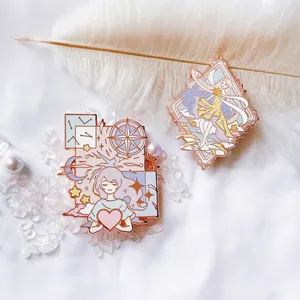 Geen Minimum Reversspeld Metalen Badge Fabricage Rosé Vergulde Glitter Anime Cartoon Zacht Hard Email Pin Op Maat Gemaakte Emaille Pin
