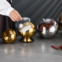 Bol à sauce oblique en acier inoxydable avec couvercle, plat sphérique, panier à assaisonnements pour buffet et fondue, récipient, assiette, saladier