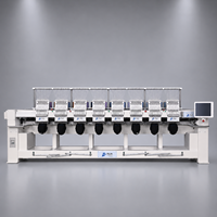 Nouvelle machine à broder industrielle informatisée à 8 têtes, 12-20 aiguilles, 1200 tr/min, avec dispositifs optionnels (paillettes/cordons/perles)