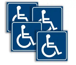 (4 包) 残疾轮椅标志贴纸，残疾，障碍标志贴纸，乙烯贴花, 5.5x5.5 英寸