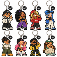 Porte-clés Anime Personnalisé OEM, Porte-clés Personnage Rappeur en PVC Souple 2D avec Étiquette Logo pour Cadeaux Promotionnels