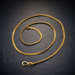Wholesale 14K 18K 24K Micron Gold Flat Snake Chain <b>Necklace</b>, Brass Fashion Chain, Modern Chain Design, Snake Link Style Chain. - Product Image 4
