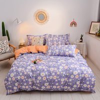 Set de literie en coton brossés, taille unique, 100%, housse de couette imprimée rose, 3 pièces