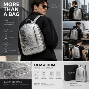 Sac à dos de mode pour homme OEM en cuir PU, sac à dos de voyage décontracté, sac à bandoulière léger, production sur mesure - Product Image 3