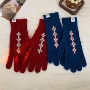 <span class=keywords><strong>Guanti</strong></span> Invernali Lavorati a Maglia Stile Fair Isle, <span class=keywords><strong>Rossi</strong></span> con Motivo a Trecce Spesse, Caldi e Morbidi per Donne e Ragazze - Product Image 3
