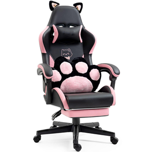 Silla Gamer Kitty Rosa Hello's de Cuero Rosa y Blanco para Oficina en Casa para Mujer y Chica, Silla de Juego con Diseño de Gato con Almohada Lumbar y Reposapiés - Product Image 3