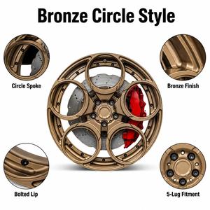 Cerchio in Lega Personalizzato da 18, 19, 20, 21 Pollici Bronzo con Razze a Cerchio per Huracan LP610 Supercar, Finitura Oro Opaco, Stile Premium ad Alte Prestazioni - Product Image 2