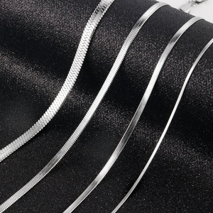 Alta calidad 925 plata esterlina italiana 2 mm Flexible plano espiga cadena collar plano serpiente cadena hombres mujeres regalo perla - Product Image 5