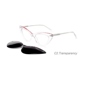 Occhiali da sole da donna di nuovo Design con struttura <span class=keywords><strong>blu</strong></span>/marrone/grigio/tartaruga trasparente occhio di gatto TR90 acetato polarizzato paralume a Clip - Product Image 3