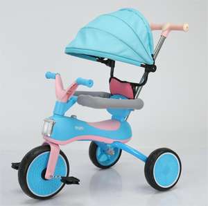 儿童三轮车儿童<span class=keywords><strong>3</strong></span>合1三轮车，带推手和顶篷发光二极管灯，易于骑行的幼儿三轮车 - Product Image 4