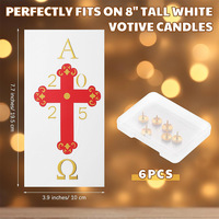 5 Or Push Pin Prière Baptême Imprimé Autocollants Kit Catholique Dieu Pascal Pâques Baptême Pilier Église Bougies