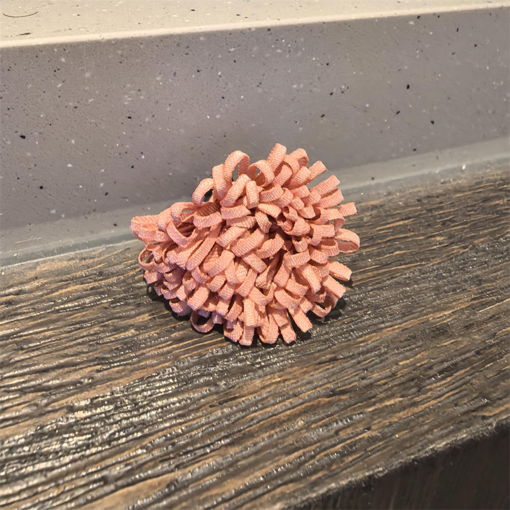 หัวเข็มขัดเชือกรองเท้าดอกไม้ไหมหัวไชเท้าสีชมพูเกาหลี