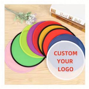 Custom Logo Foldable Flying Disc Folding Handheld Fan Nylon Round Fold-Up Flying Disc with Pouch - Product Image 2