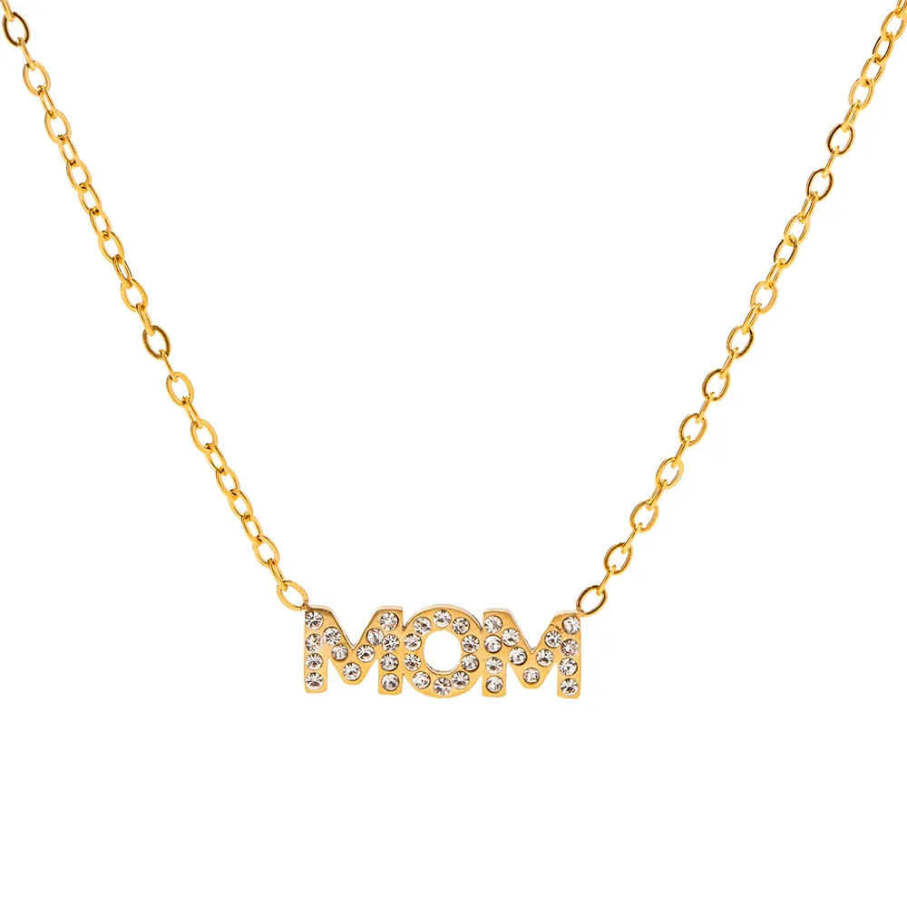 18K Gold Plated Mom Letter Pendant Necklace Stainless Steel Necklace Ins Trendy Mother's Day Gift