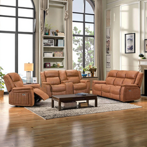 Comfortable Reclining European Sectional <b>Sofa</b> Set with Air Leather Eco-Friendly Durable Modular Design - Product Image 2