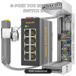Switch industriel mini 8 ports non géré 10/100 Mbps PoE, protection IP40, extérieur, rail DIN, capacité 1,8 G, prise en charge VLAN pour - Product Image 2