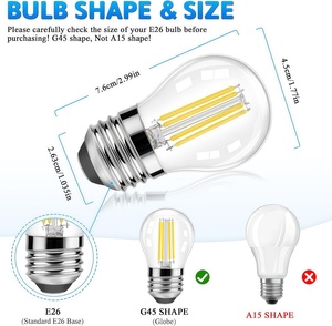<span class=keywords><strong>Ampoule</strong></span> LED à filament Edison dimmable G45 E27 12V 24V 36V 2700K 2W 4W 6W 110V ETL FCC PSE avec télécommande - Product Image 4
