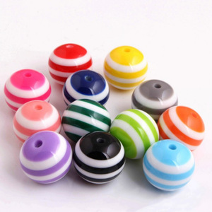 Nuevas Cuentas Redondas de Resina de 20mm, 200 Piezas, Color Morado, Negro y Naranja, con Diseño de Rayas de Goma de Mascar, para Joyería, Collares - Product Image 4