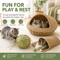 Mainan Kucing Ramah Lingkungan Seri Kertas Anyaman Jumbo, Anyaman Tangan untuk Istirahat & Mengatasi Kebosanan, Berisi Catnip, untuk Rumah dengan Banyak Kucing