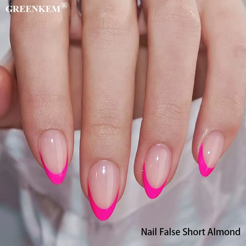 Plastic Wearable Nail False Short Almond Simple Elegant Art Design Durable Reusable Full Cover False Nails