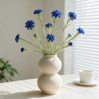 Chrysanthèmes et fleurs de marguerite artificielles en soie de haute qualité, 3 têtes, fleurs de bleuet, toucher réel, longue durée (3-5 ans)
