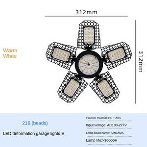 Lumière de garage LED 100-277V, conception pliable, ampoule E27, haute luminosité pour l'éclairage des entrepôts et des ateliers - Product Image 6