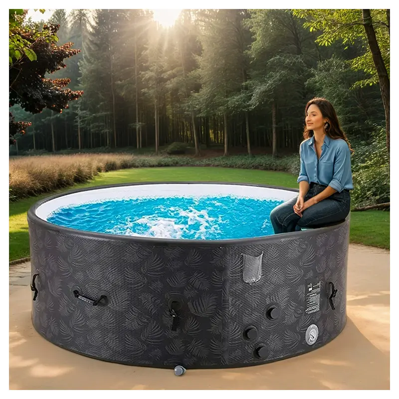 Customized Color Round Inflatable Portable Hot Tub with Heated Water System and Air Bubble Jets