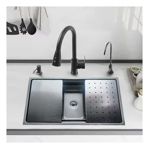 莫泰豪华厨房水槽304不锈钢水槽中国农家厨房水槽现代防刮擦大槽一套