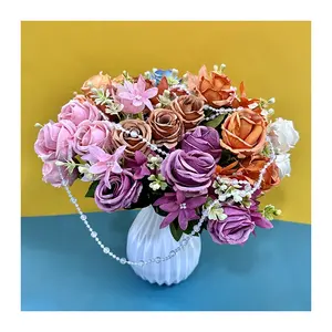 Искусственные 7 вилок, букет роз, искусственные розы QueYiYi, новые искусственные цветы, высокое качество, новый дизайн