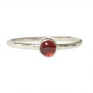 Minimalist 925 Sterling <b>Silver</b> <b>Garnet</b> <b>Ring</b> Bezel Setting Trendy Christian Wedding Unisex Everyday Wear - Product Image 1