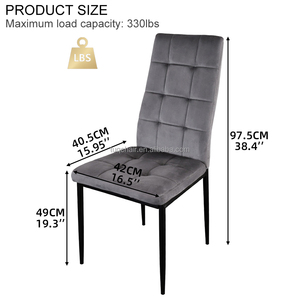 Silla de Comedor Tapizada en Tela Gris con Detalles de Tachuelas, Respaldo Alto, para Hogar, Comedor o Restaurante - Product Image 3