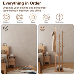 Tre màu sừng Cây Móc Áo Giá móc đơn giản dọc sàn đứng phòng ngủ quần áo lưu trữ Lồng Phong cách thiết kế theo chiều dọc - Product Image 6
