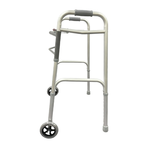 Folding Aluminium Walking Frame Adult Movable Front <strong>Wheeled</strong> Silver <strong>Walker</strong> for Elder Seniors - Product Image 1