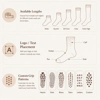 Chaussettes de yoga en coton pour femmes, personnalisées, antidérapantes, mi-mollet, pour Pilates et fitness, avec grip