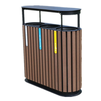 Poubelle de recyclage en bois à 3 compartiments pour extérieur, mobilier urbain commercial, poubelle de parc, poubelle de jardin public